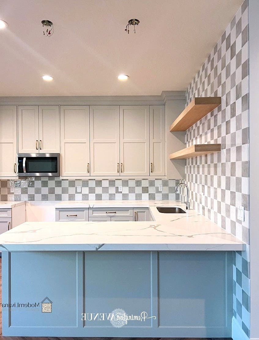 Blue and White Checkerboard Tile