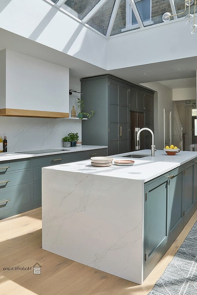 Bold Green Waterfall Countertop