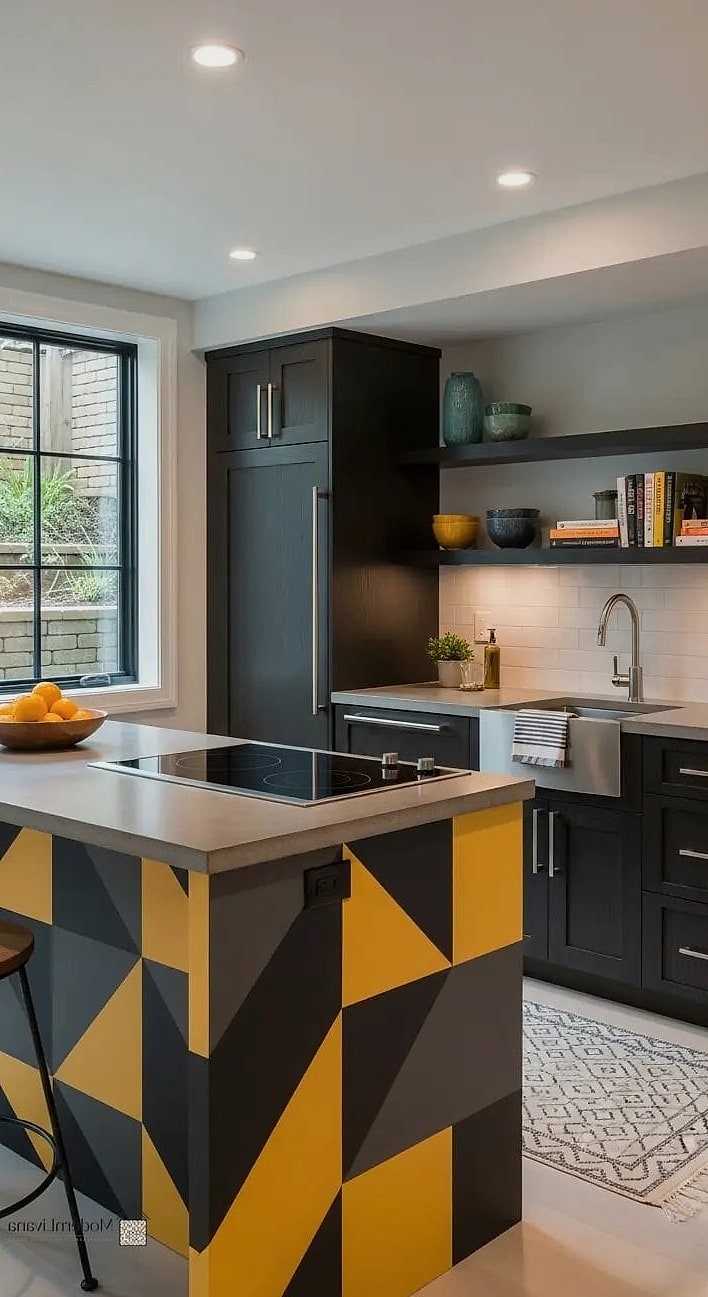 26 Kitchen Island Ideas You'll Want to Save Right Now 23 Bold Patterned Tile Base