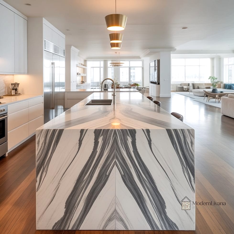 Bookmatched Marble Waterfall