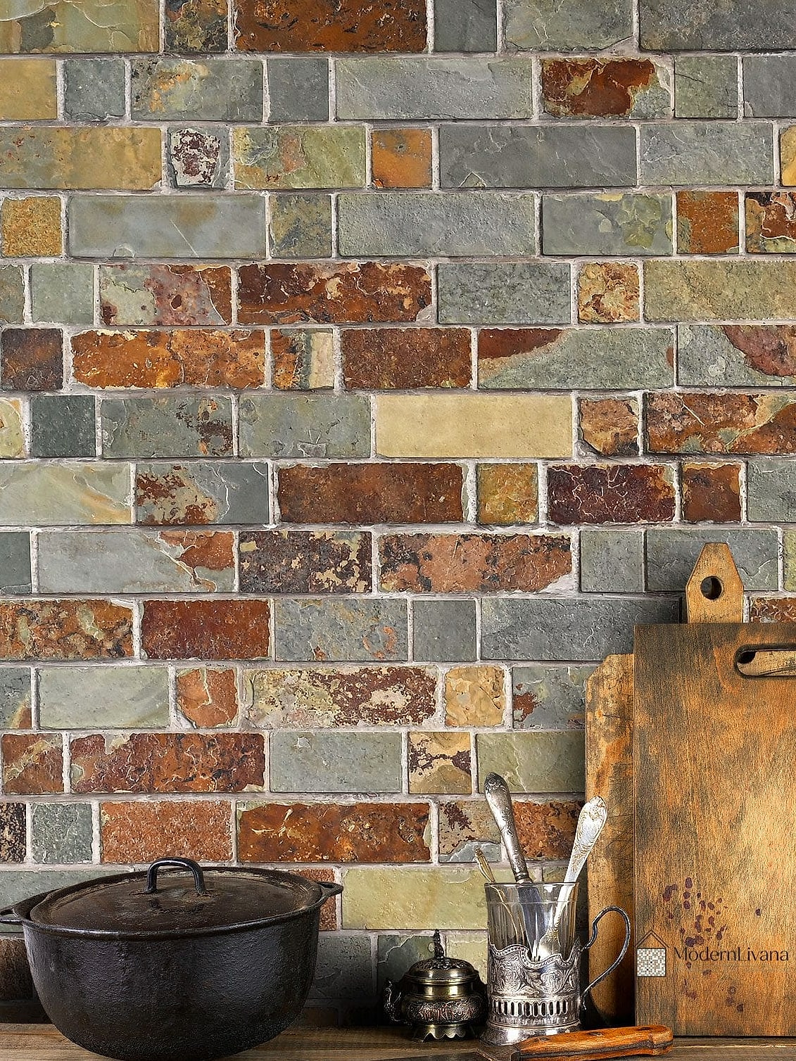 Brown Slate with Brushed Brass Hardware