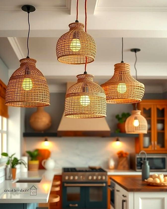 Brown Woven Pendant Lights