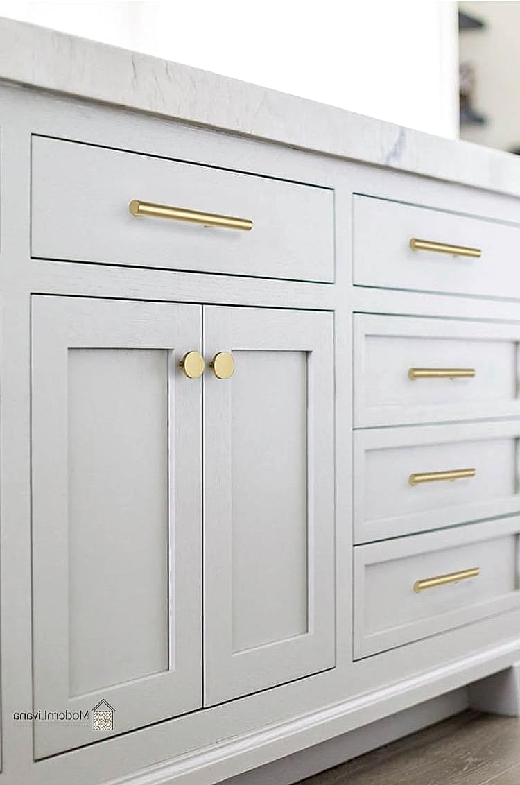 28 Hardware for White Cabinets Ideas That Will Change How You See Your Home 2 Brushed Brass Pulls for Warmth