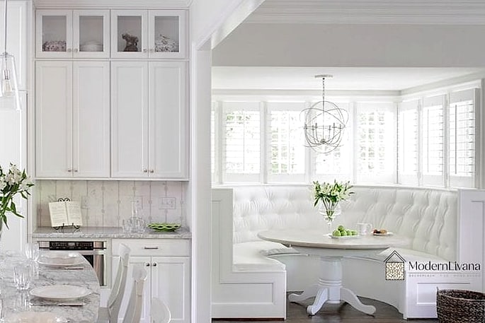 Built-In Banquette in a White Kitchen