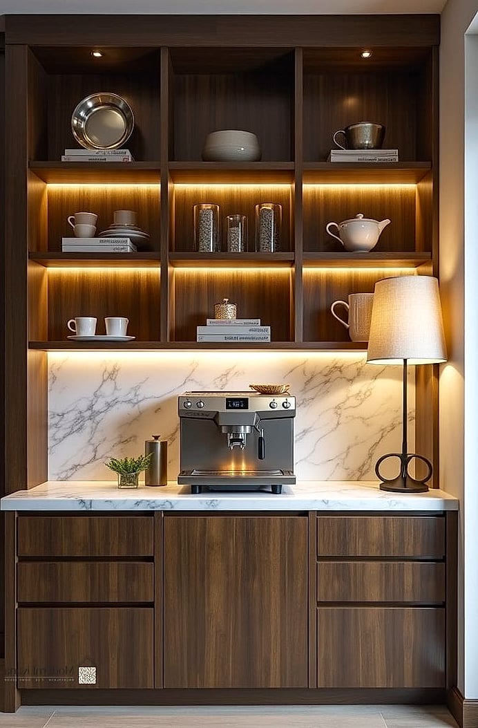 22 Luxury Modern Kitchen Ideas That Prove This Trend Is Here to Stay 20 Built-In Coffee and Beverage Stations