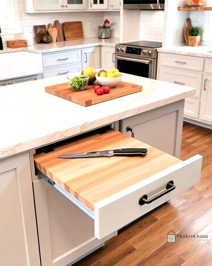 A Built-In Cutting Board That Slides Over the Sink