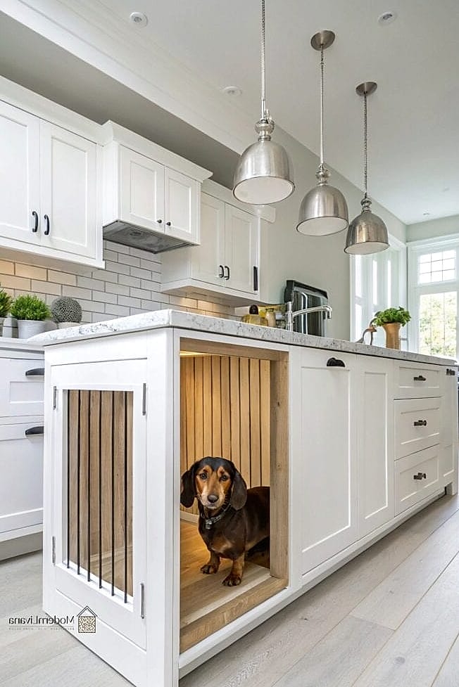 A Built-In Dog Feeding Station