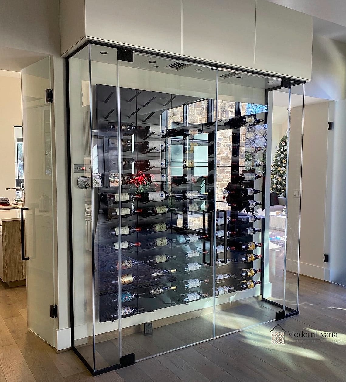 Built-In Glass-Front Wine Cabinet