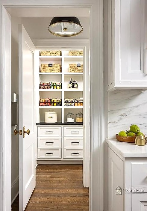24 White Kitchen Ideas That Are Stylish and Practical 18 Built-In Pantry Storage