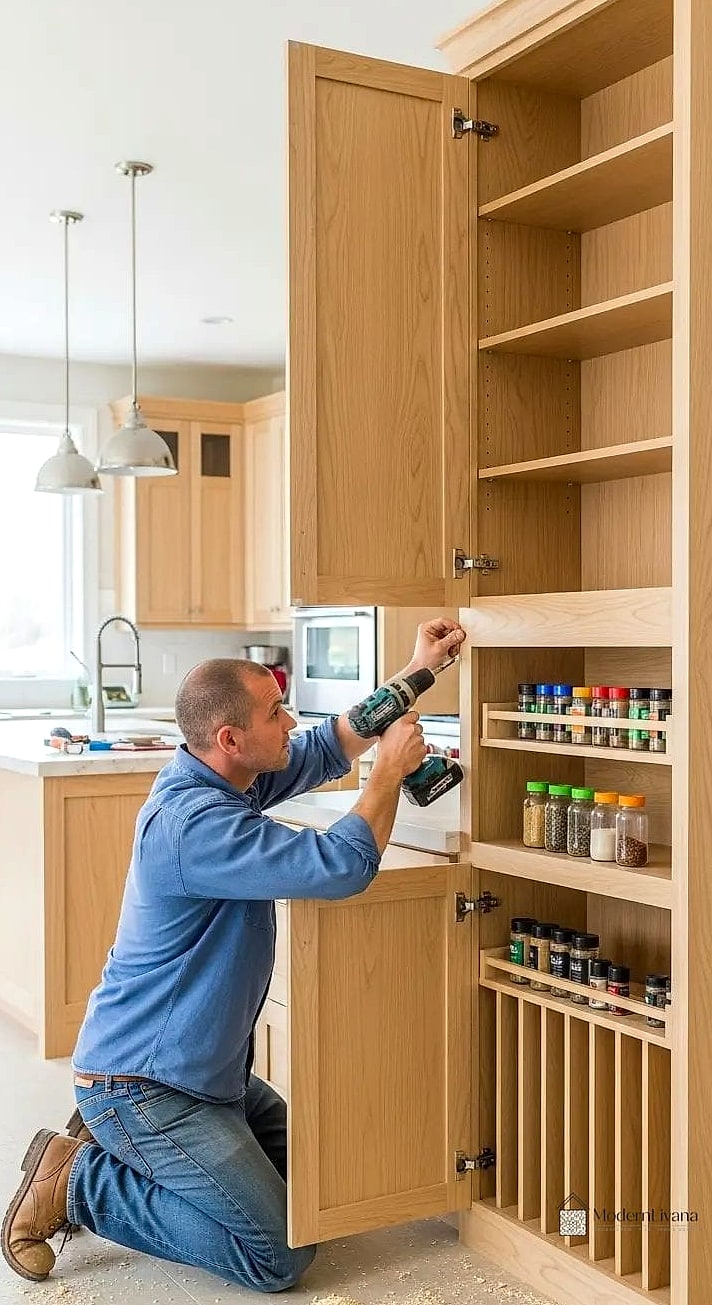22 Kitchen Cabinet Ideas That Will Transform Your Space 10 Built-In Spice Racks and Pull-Out Storage