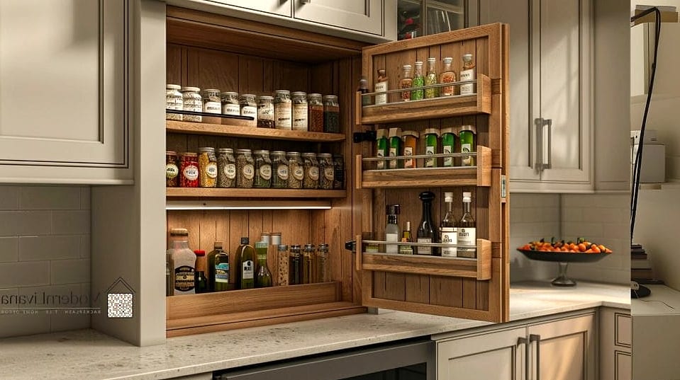 30 Kitchen Cabinet Ideas That Are Absolutely Worth It 17 Built-In Spice Pull-Outs Next to the Range