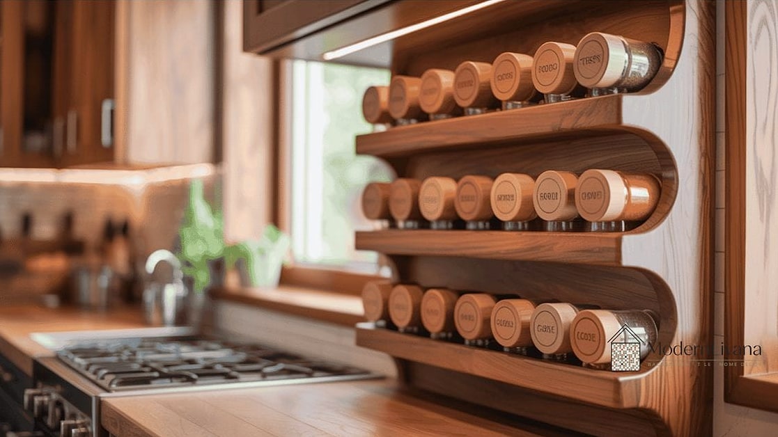 A Built-In Spice Drawer Near the Stove