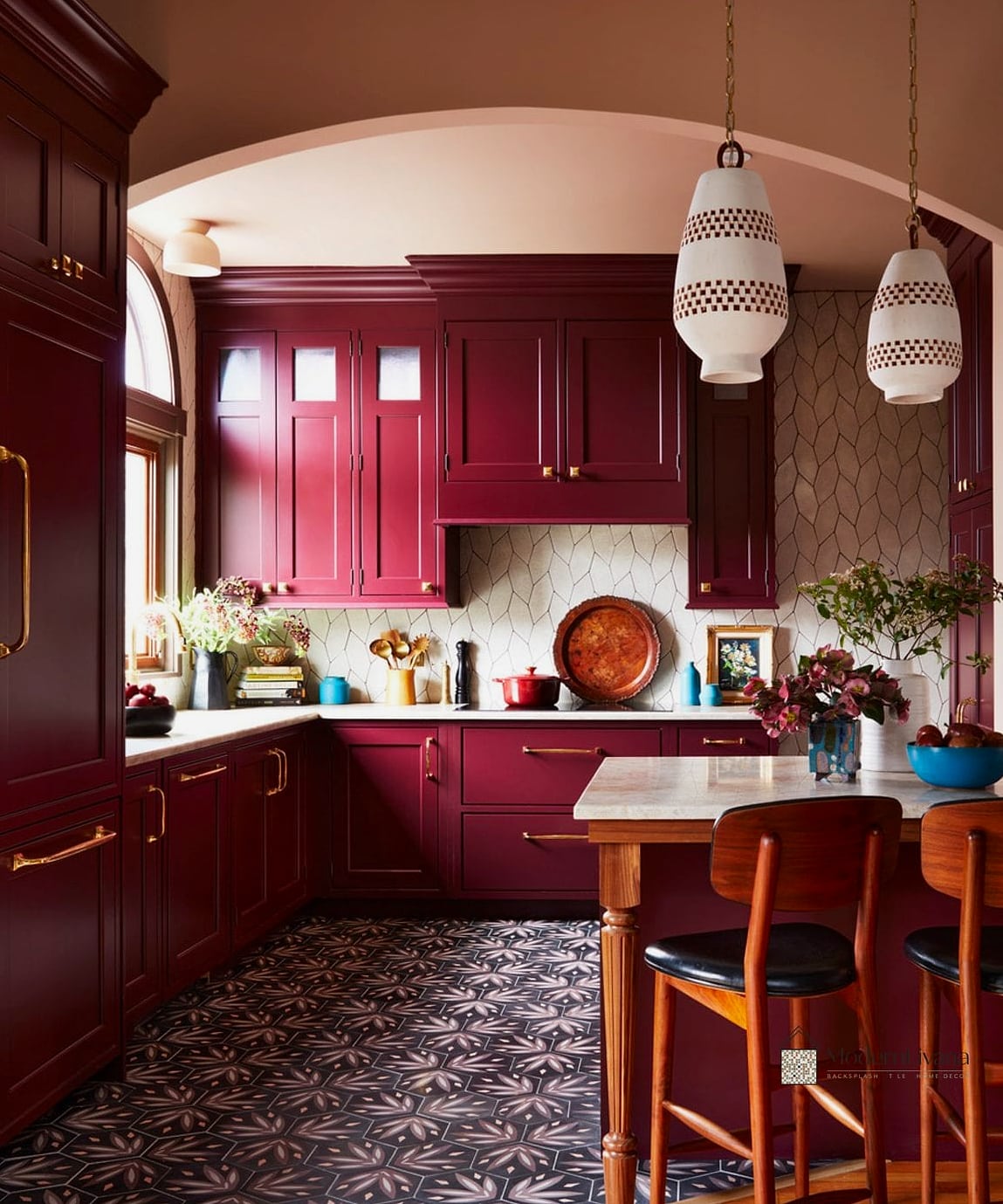 29 Colorful Kitchen Ideas That Look Expensive But Aren't 19 Burgundy Kitchen Cabinets