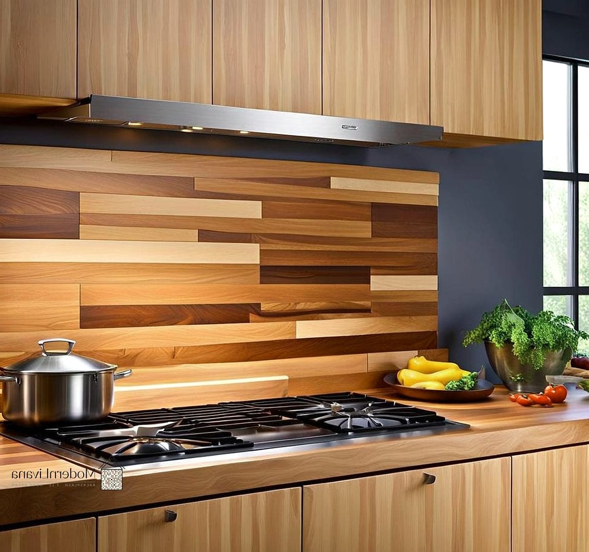 Butcher Block Style Backsplash