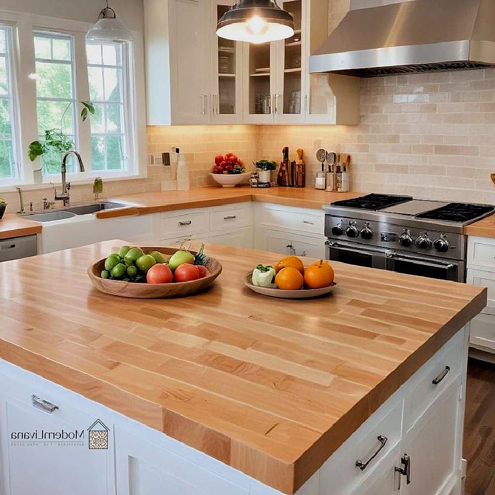 27 Light Wood Kitchen Ideas Worth Bookmarking Before You Renovate 19 Butcher Block Countertops on Light Wood Cabinets
