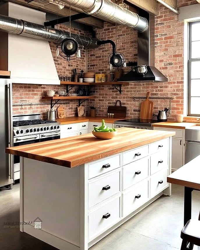 26 Industrial Style Kitchen Ideas From Homes We Absolutely Love 5 Butcher Block Island Countertop