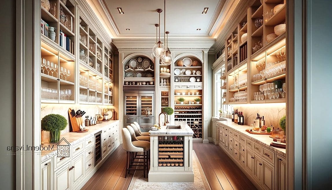 Butler's Pantry with Glass Cabinets