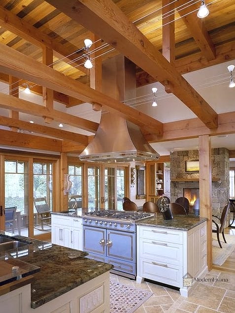 A Ceiling Beam Grid to Define the Kitchen Zone