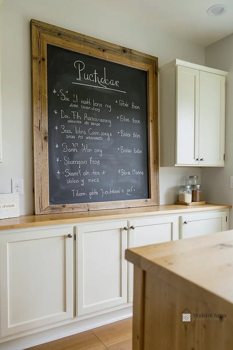 28 White Farmhouse Kitchen Ideas That Look Expensive But Aren't 28 Chalkboard or Framed Menu Board