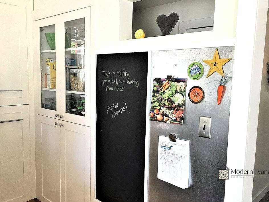 Chalkboard or Magnetic Wall Near the Table