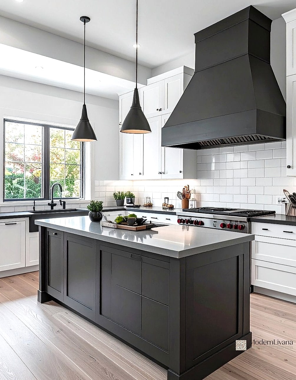 Charcoal Gray Range Hood as a Focal Point