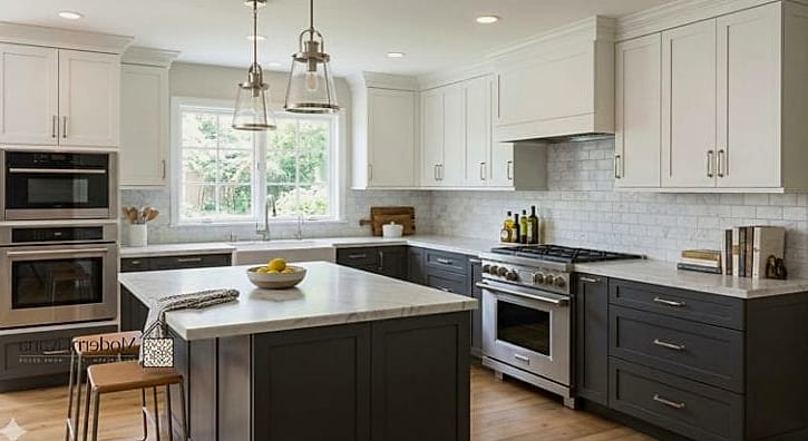 Charcoal Lowers with Warm Oak Uppers