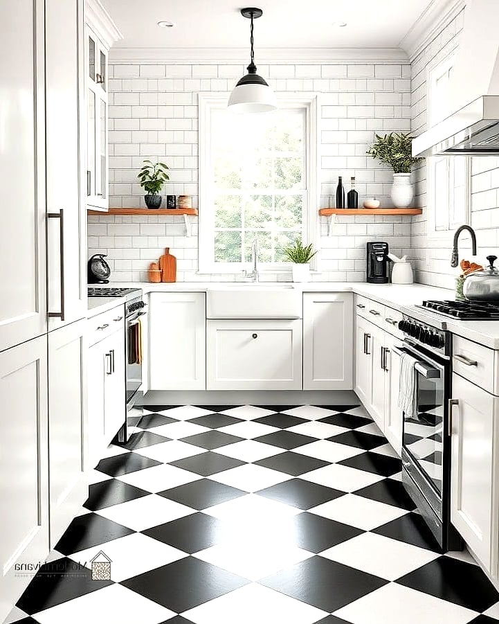 26 Kitchen with Stainless Steel Appliances Cool Ideas You Haven't Seen Before 18 Checkerboard Flooring