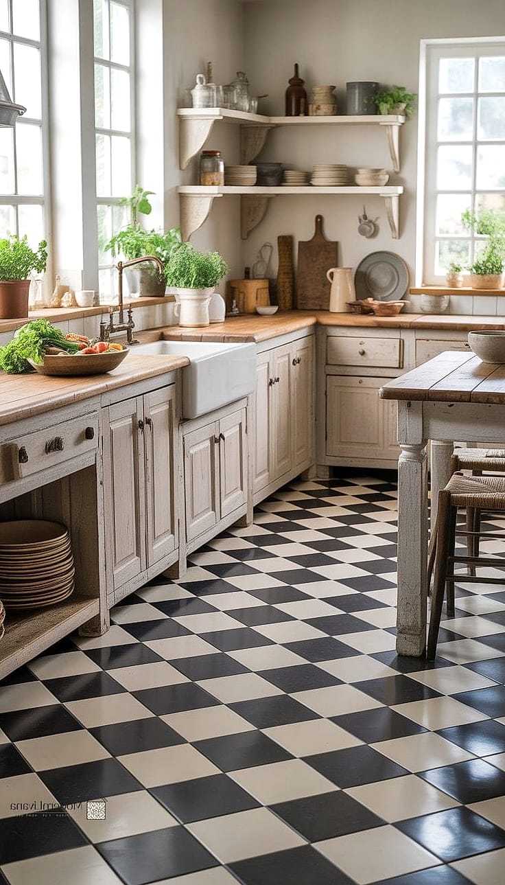 Checkerboard or Patterned Flooring