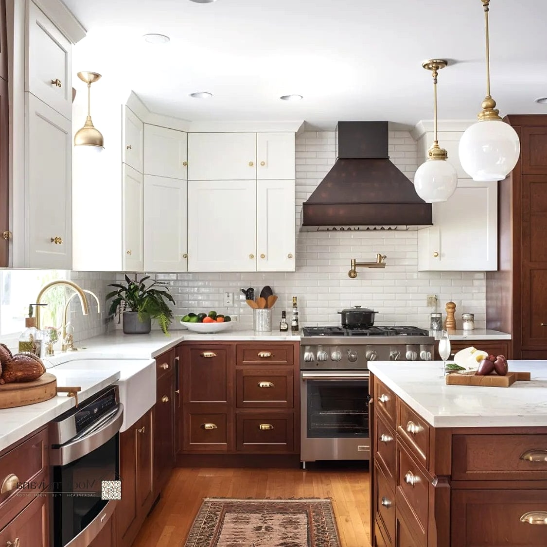 30 Cherry Kitchen Ideas That Are Stylish and Practical 2 Cherry Cabinets with White Countertops
