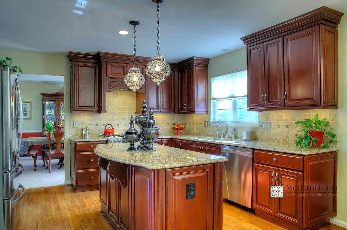 30 Cherry Kitchen Ideas That Are Stylish and Practical 19 Cherry Kitchen with Vintage-Inspired Hardware