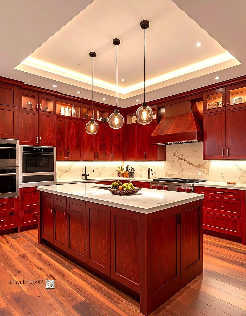 30 Cherry Kitchen Ideas That Are Stylish and Practical 22 Cherry Kitchen with Exposed Wood Beams