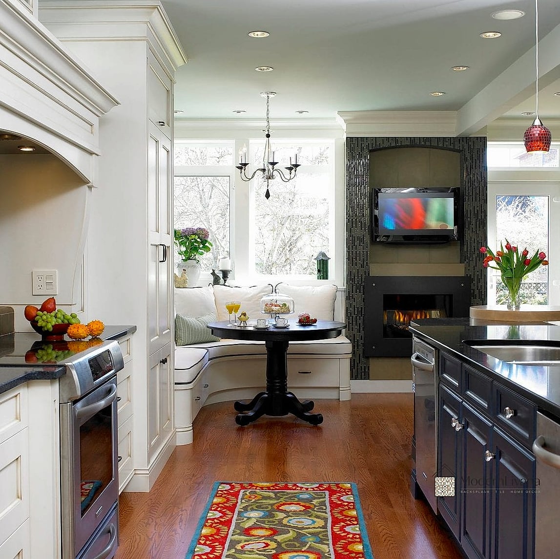 30 Cherry Kitchen Ideas That Are Stylish and Practical 29 Cherry Kitchen with a Built-In Banquette