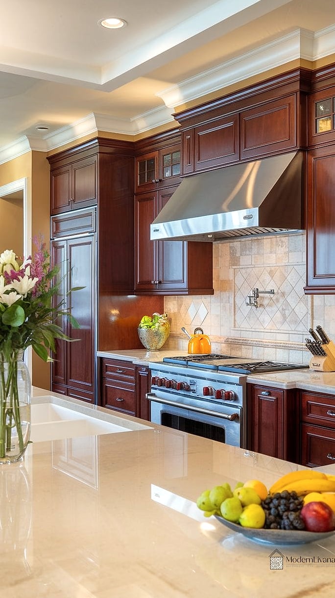 30 Cherry Kitchen Ideas That Are Stylish and Practical 32 Cherry Kitchen with Seasonal Styling Touches