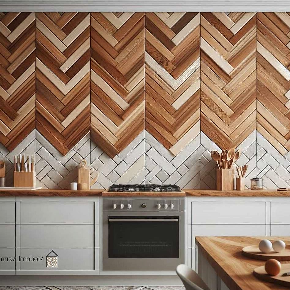 Chevron Wood Pattern Backsplash