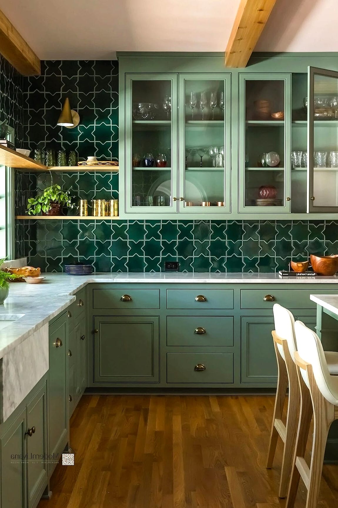 Classic Grid Tile in Soft Olive
