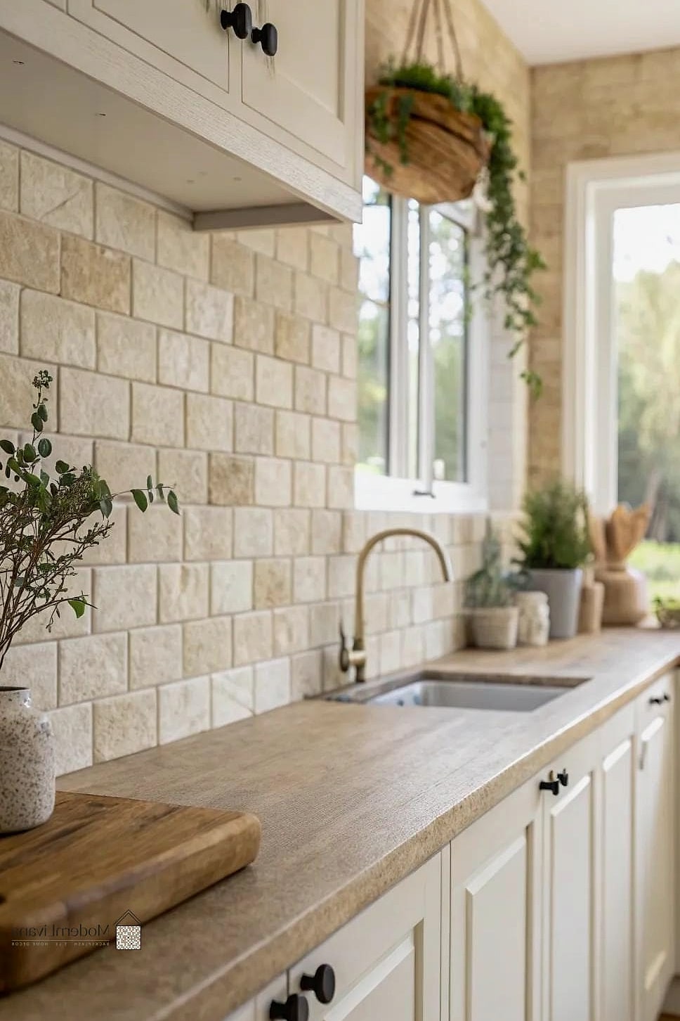 Classic Honed Travertine in a Straight Layout