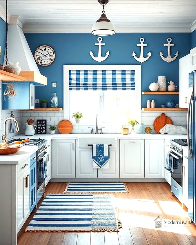 23 Blue and White Kitchen Ideas to Show Your Contractor 15 Coastal Blue and White Striped Curtains