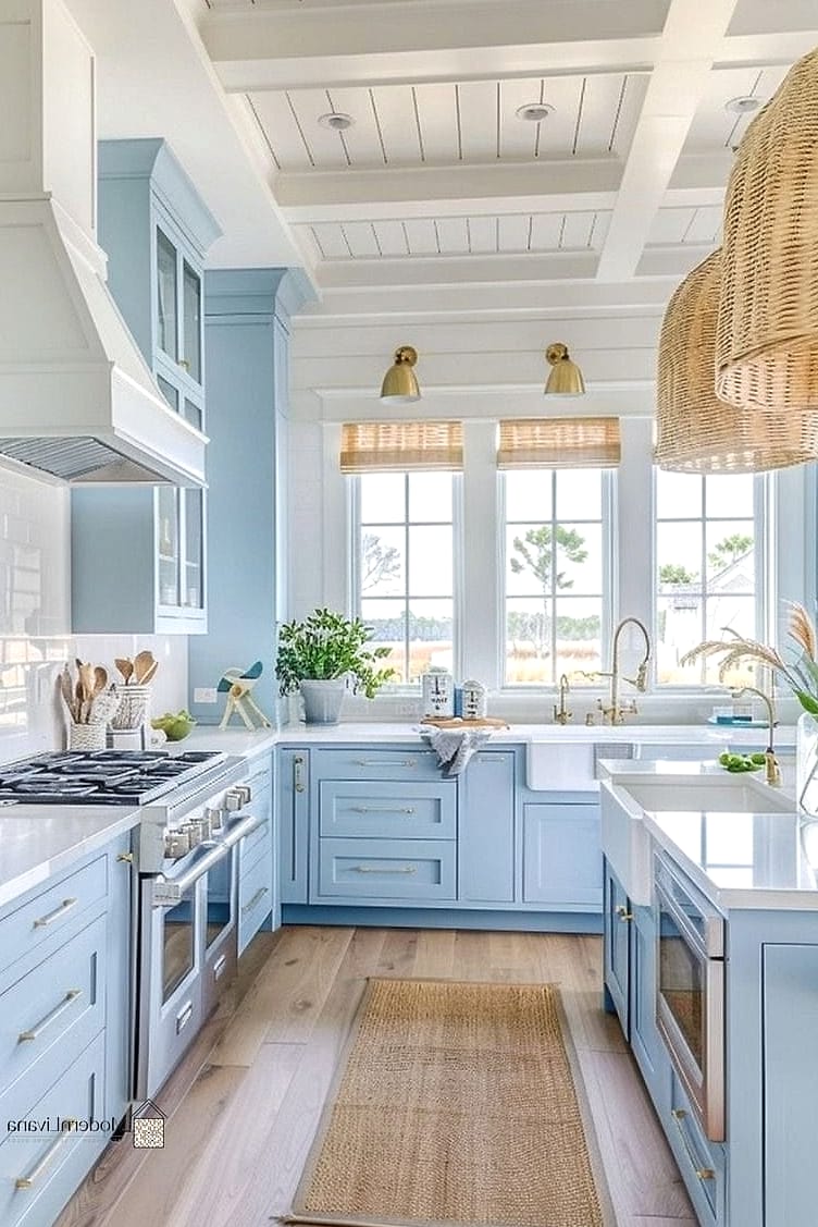 Coastal Blue Subway Tile Backsplash