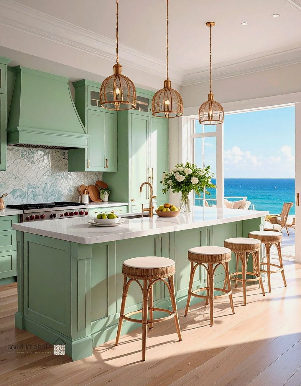 Coastal-Inspired Blue Green Glass Tile