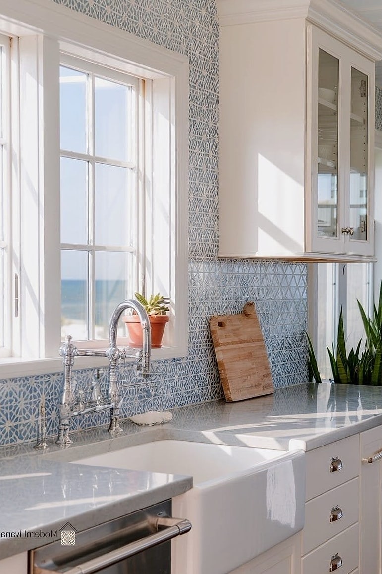 Coastal-Inspired Blue and White Mosaic