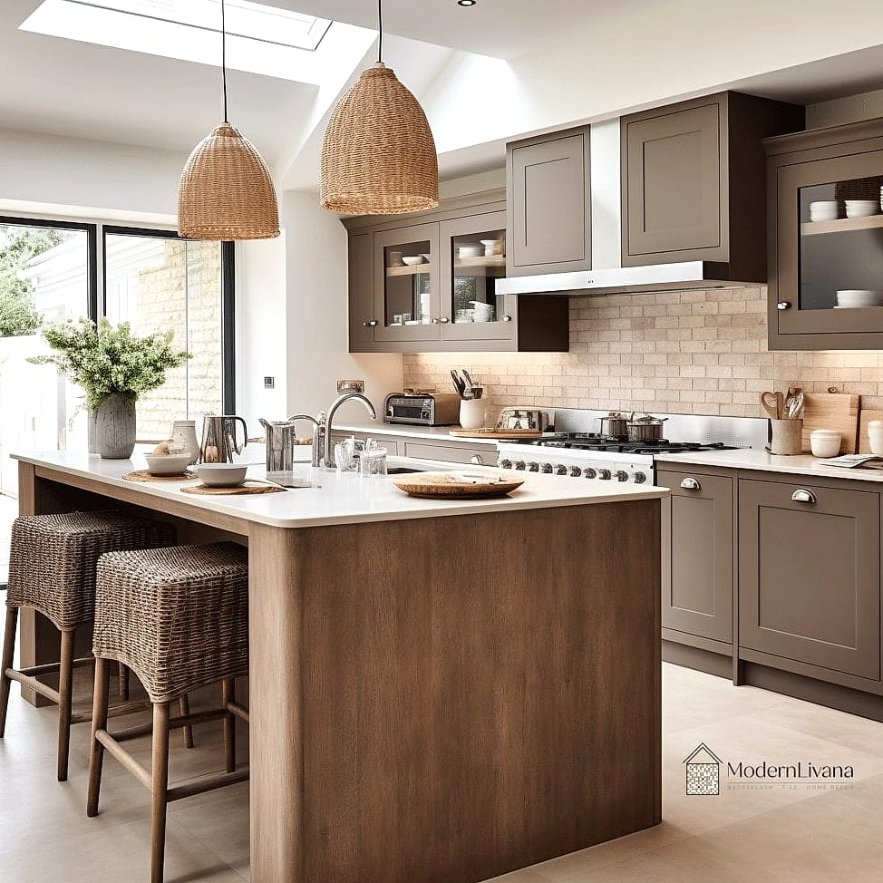 Coffee-Toned Open Shelving