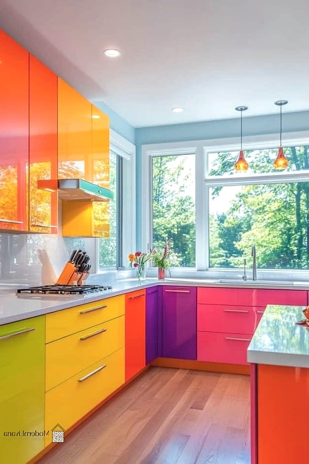 29 Colorful Kitchen Ideas That Look Expensive But Aren't 18 Colorful Cabinet Interiors