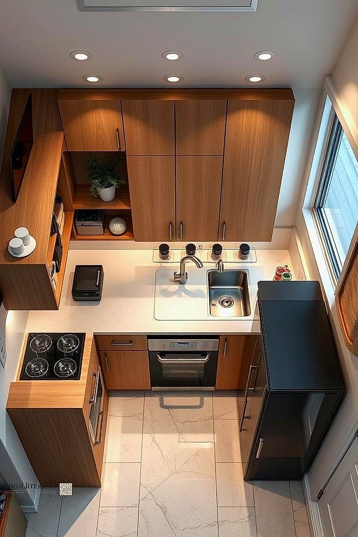 25 Kitchen Layout Ideas Functional Layouts Ideas That Look Expensive But Aren't 22 Compact Kitchen with Fold-Down Counter