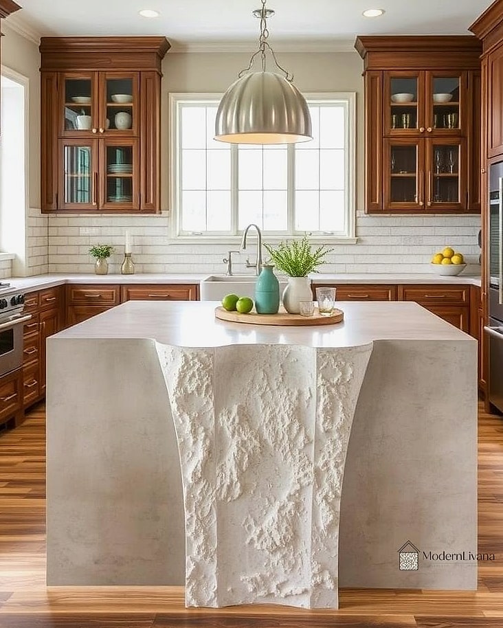 Compact Waterfall Island for Small Kitchens