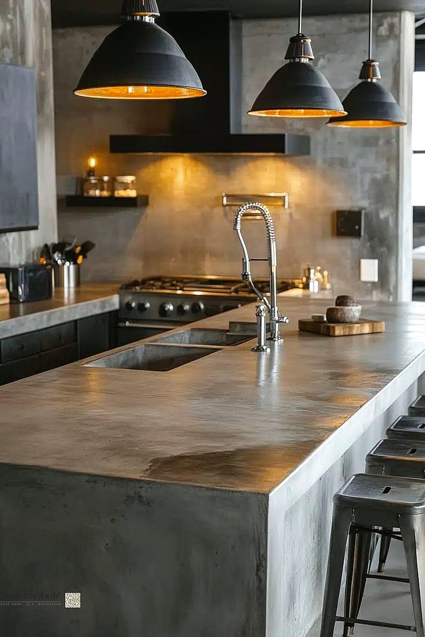 26 Industrial Style Kitchen Ideas From Homes We Absolutely Love 6 Concrete Countertops