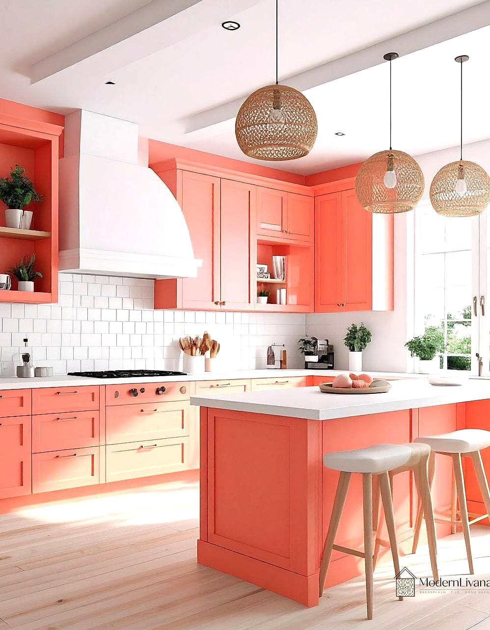 29 Colorful Kitchen Ideas That Look Expensive But Aren't 16 Coral Pink Kitchen Curtains