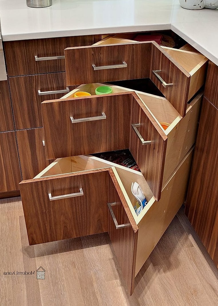 25 Kitchen Layout Ideas Functional Layouts Ideas That Look Expensive But Aren't 26 Corner Drawers Instead of Lazy Susans