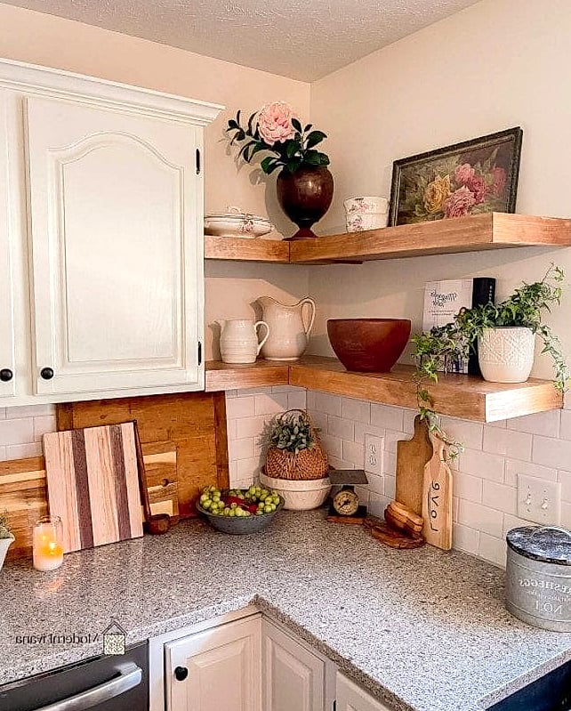 27 Kitchen Floating Shelves Ideas Creative Open Ideas Worth Stealing From Interior Designers 5 Corner Floating Shelves for Awkward Spaces