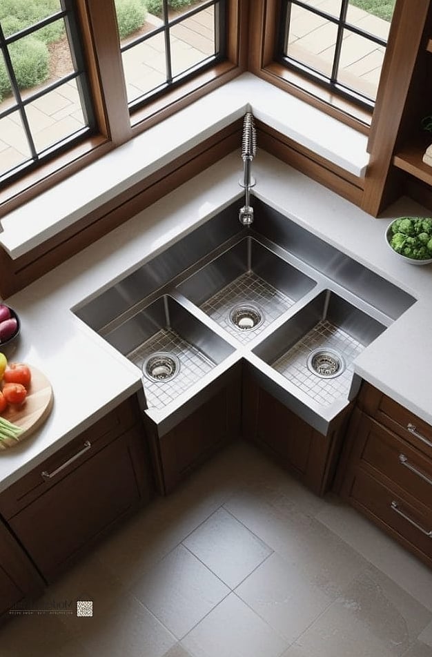 23 Kitchen Sink Ideas to Inspire Your Next Renovation 11 Corner Sink Layout