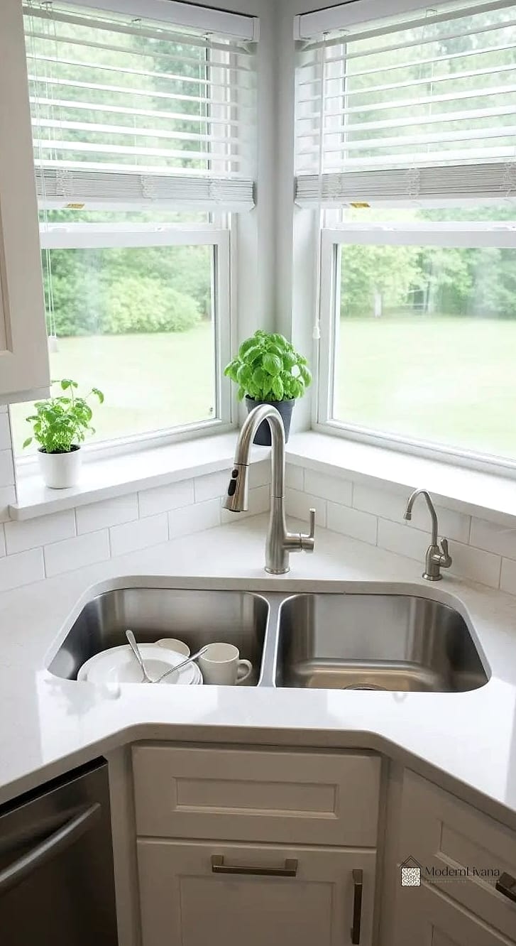 Corner Sink With a Garden Window